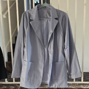 Light Gray Women's Open-Front Blazer Jacket
